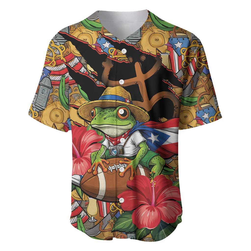 Patriotic Coqui Frog Football Baseball Jersey 250 Years of Freedom Puerto Rico Flag Stand