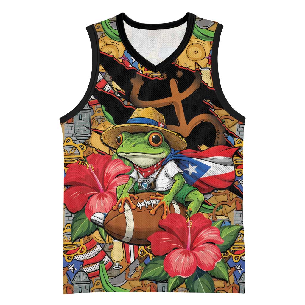Patriotic Coqui Frog Football Basketball Jersey 250 Years of Freedom Puerto Rico Flag Stand