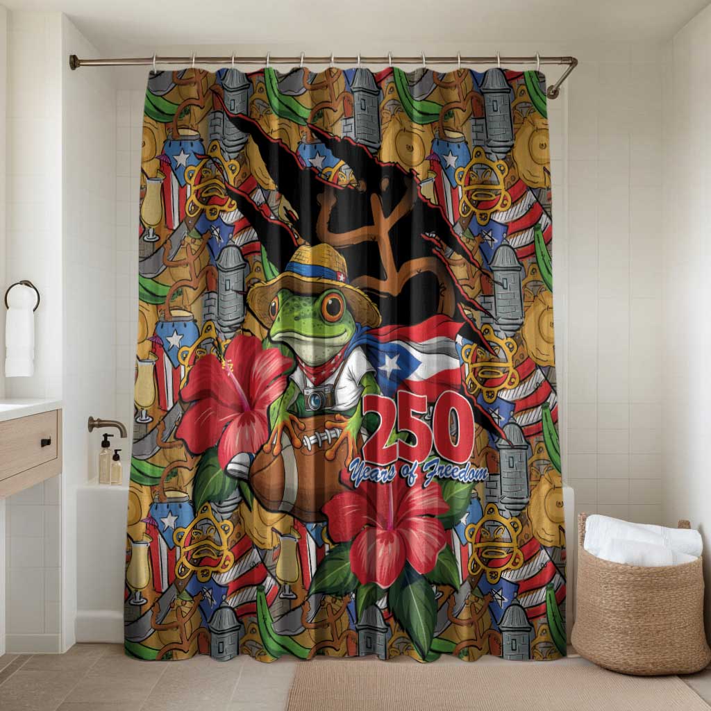 Patriotic Coqui Frog Football Bathroom Set 250 Years of Freedom Puerto Rico Flag Stand