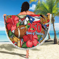 Patriotic Coqui Frog Football Beach Blanket 250 Years of Freedom Puerto Rico Flag Stand