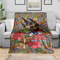 Patriotic Coqui Frog Football Blanket 250 Years of Freedom Puerto Rico Flag Stand