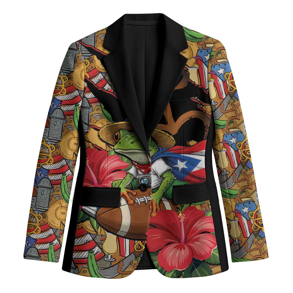 Patriotic Coqui Frog Football Blazer 250 Years of Freedom Puerto Rico Flag Stand