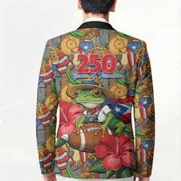 Patriotic Coqui Frog Football Blazer 250 Years of Freedom Puerto Rico Flag Stand