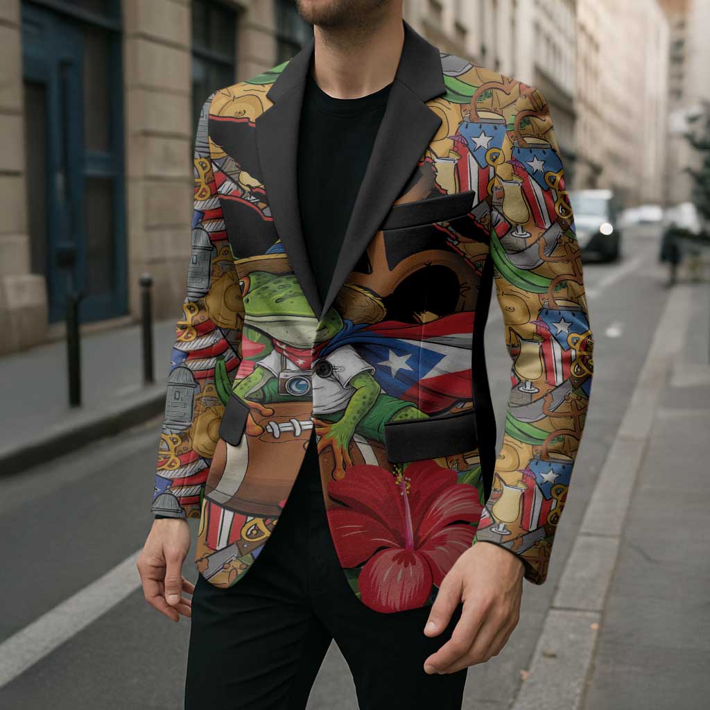 Patriotic Coqui Frog Football Blazer 250 Years of Freedom Puerto Rico Flag Stand