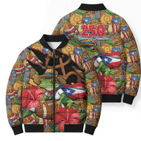 Patriotic Coqui Frog Football Bomber Puffer Jacket 250 Years of Freedom Puerto Rico Flag Stand