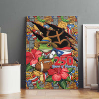 Patriotic Coqui Frog Football Canvas Wall Art 250 Years of Freedom Puerto Rico Flag Stand