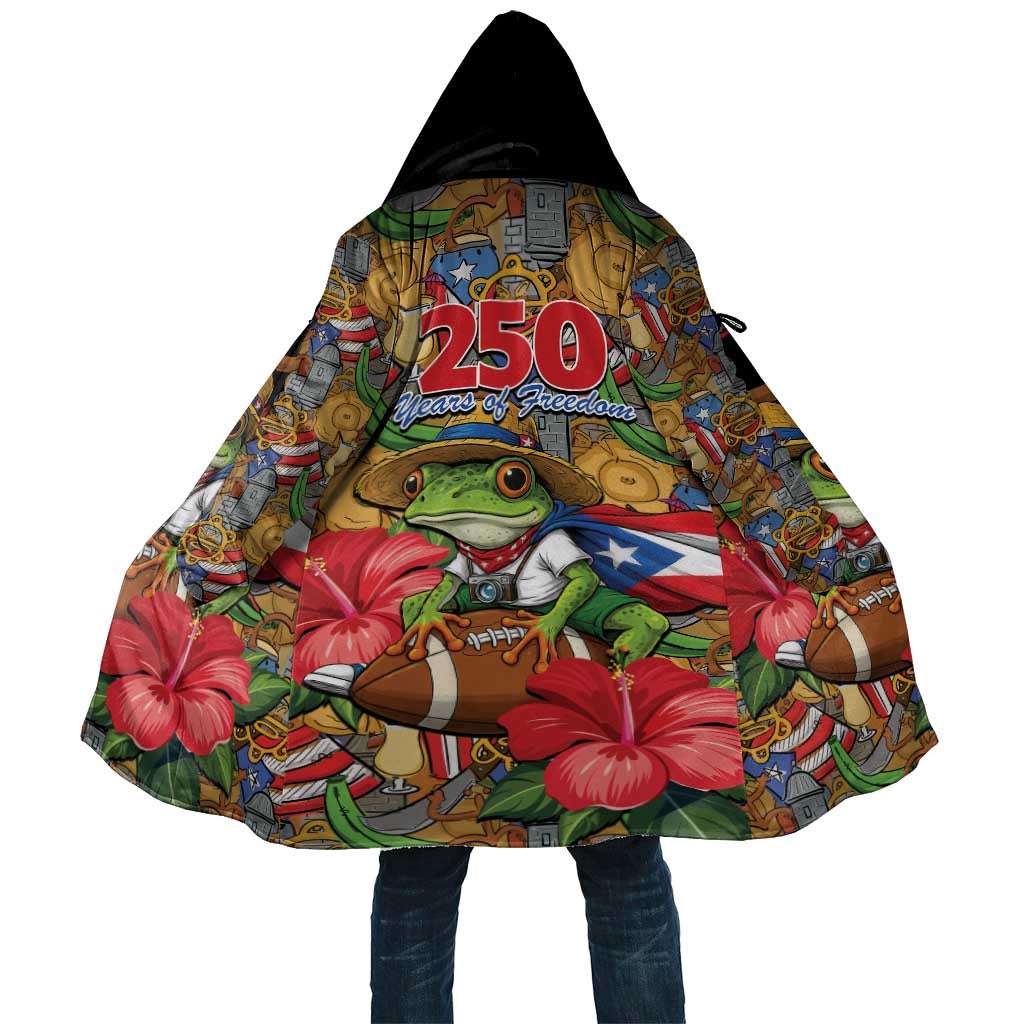 Patriotic Coqui Frog Football Cloak 250 Years of Freedom Puerto Rico Flag Stand