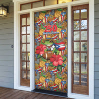Patriotic Coqui Frog Football Door Cover 250 Years of Freedom Puerto Rico Flag Stand