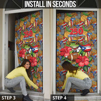 Patriotic Coqui Frog Football Door Cover 250 Years of Freedom Puerto Rico Flag Stand