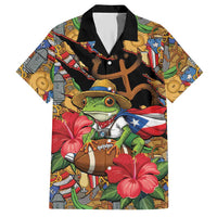 Patriotic Coqui Frog Football Hawaiian Shirt 250 Years of Freedom Puerto Rico Flag Stand