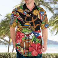 Patriotic Coqui Frog Football Hawaiian Shirt 250 Years of Freedom Puerto Rico Flag Stand