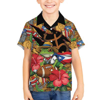 Patriotic Coqui Frog Football Hawaiian Shirt 250 Years of Freedom Puerto Rico Flag Stand