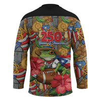 Patriotic Coqui Frog Football Hockey Jersey 250 Years of Freedom Puerto Rico Flag Stand