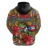 Patriotic Coqui Frog Football Hoodie 250 Years of Freedom Puerto Rico Flag Stand