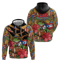 Patriotic Coqui Frog Football Hoodie 250 Years of Freedom Puerto Rico Flag Stand
