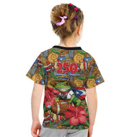 Patriotic Coqui Frog Football Kid T Shirt 250 Years of Freedom Puerto Rico Flag Stand