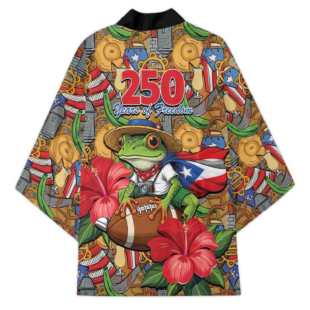 Patriotic Coqui Frog Football Kimono 250 Years of Freedom Puerto Rico Flag Stand