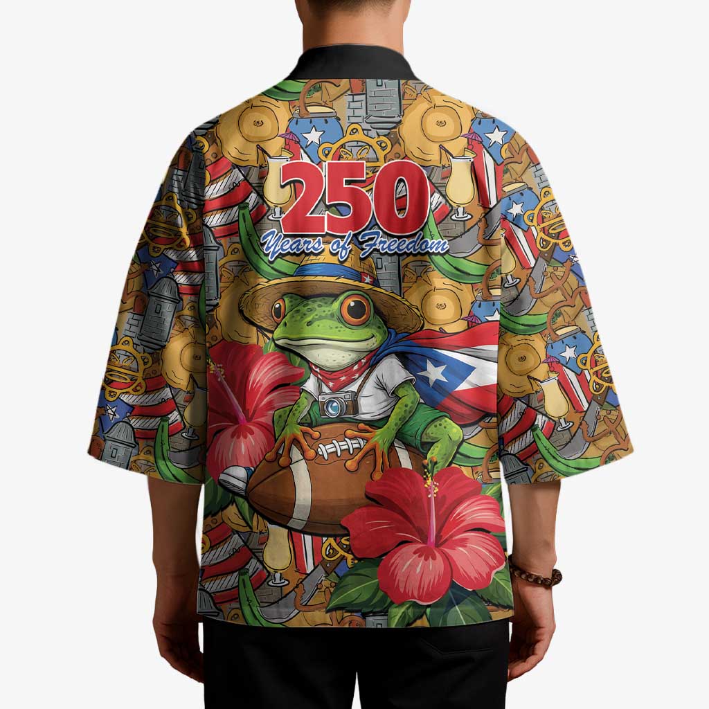 Patriotic Coqui Frog Football Kimono 250 Years of Freedom Puerto Rico Flag Stand