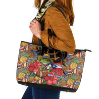 Patriotic Coqui Frog Football Leather Tote Bag 250 Years of Freedom Puerto Rico Flag Stand