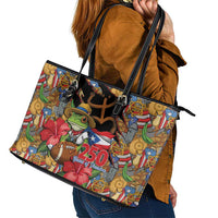 Patriotic Coqui Frog Football Leather Tote Bag 250 Years of Freedom Puerto Rico Flag Stand
