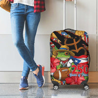Patriotic Coqui Frog Football Luggage Cover 250 Years of Freedom Puerto Rico Flag Stand