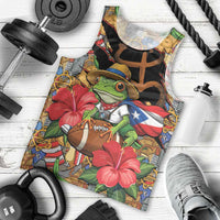 Patriotic Coqui Frog Football Men Tank Top 250 Years of Freedom Puerto Rico Flag Stand