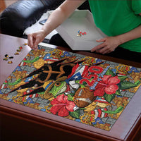 Patriotic Coqui Frog Football Puzzle 250 Years of Freedom Puerto Rico Flag Stand