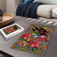 Patriotic Coqui Frog Football Puzzle 250 Years of Freedom Puerto Rico Flag Stand