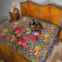 Patriotic Coqui Frog Football Quilt 250 Years of Freedom Puerto Rico Flag Stand