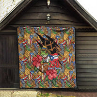 Patriotic Coqui Frog Football Quilt 250 Years of Freedom Puerto Rico Flag Stand