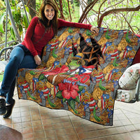 Patriotic Coqui Frog Football Quilt 250 Years of Freedom Puerto Rico Flag Stand