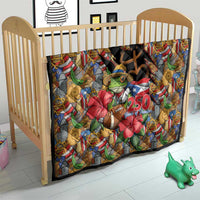 Patriotic Coqui Frog Football Quilt 250 Years of Freedom Puerto Rico Flag Stand