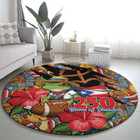 Patriotic Coqui Frog Football Round Carpet 250 Years of Freedom Puerto Rico Flag Stand