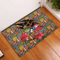 Patriotic Coqui Frog Football Rubber Doormat 250 Years of Freedom Puerto Rico Flag Stand