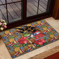 Patriotic Coqui Frog Football Rubber Doormat 250 Years of Freedom Puerto Rico Flag Stand
