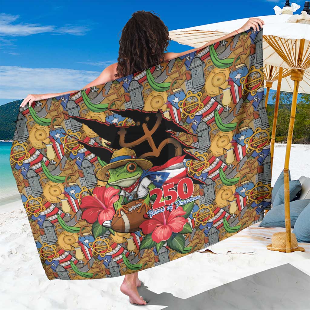 Patriotic Coqui Frog Football Sarong 250 Years of Freedom Puerto Rico Flag Stand