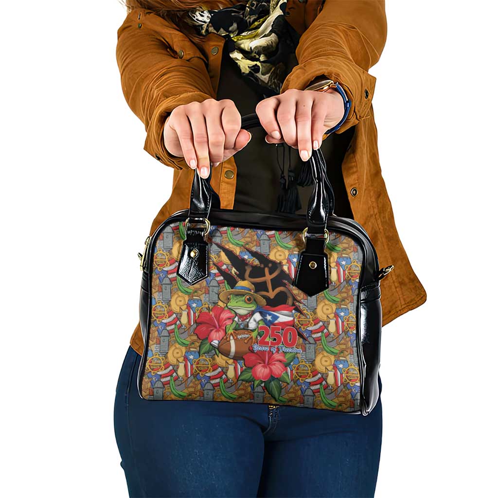 Patriotic Coqui Frog Football Shoulder Handbag 250 Years of Freedom Puerto Rico Flag Stand