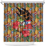 Patriotic Coqui Frog Football Shower Curtain 250 Years of Freedom Puerto Rico Flag Stand
