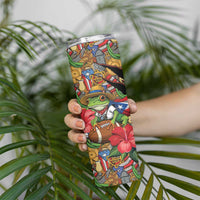 Patriotic Coqui Frog Football Skinny Tumbler 250 Years of Freedom Puerto Rico Flag Stand