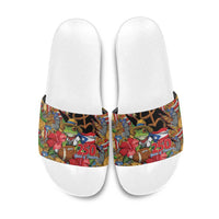 Patriotic Coqui Frog Football Slide Sandals 250 Years of Freedom Puerto Rico Flag Stand