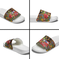 Patriotic Coqui Frog Football Slide Sandals 250 Years of Freedom Puerto Rico Flag Stand