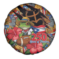 Patriotic Coqui Frog Football Spare Tire Cover 250 Years of Freedom Puerto Rico Flag Stand