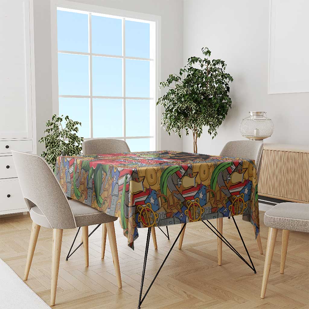Patriotic Coqui Frog Football Tablecloth 250 Years of Freedom Puerto Rico Flag Stand