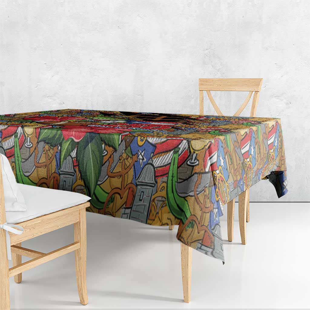 Patriotic Coqui Frog Football Tablecloth 250 Years of Freedom Puerto Rico Flag Stand