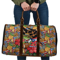 Patriotic Coqui Frog Football Travel Bag 250 Years of Freedom Puerto Rico Flag Stand
