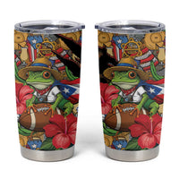 Patriotic Coqui Frog Football Tumbler Cup 250 Years of Freedom Puerto Rico Flag Stand