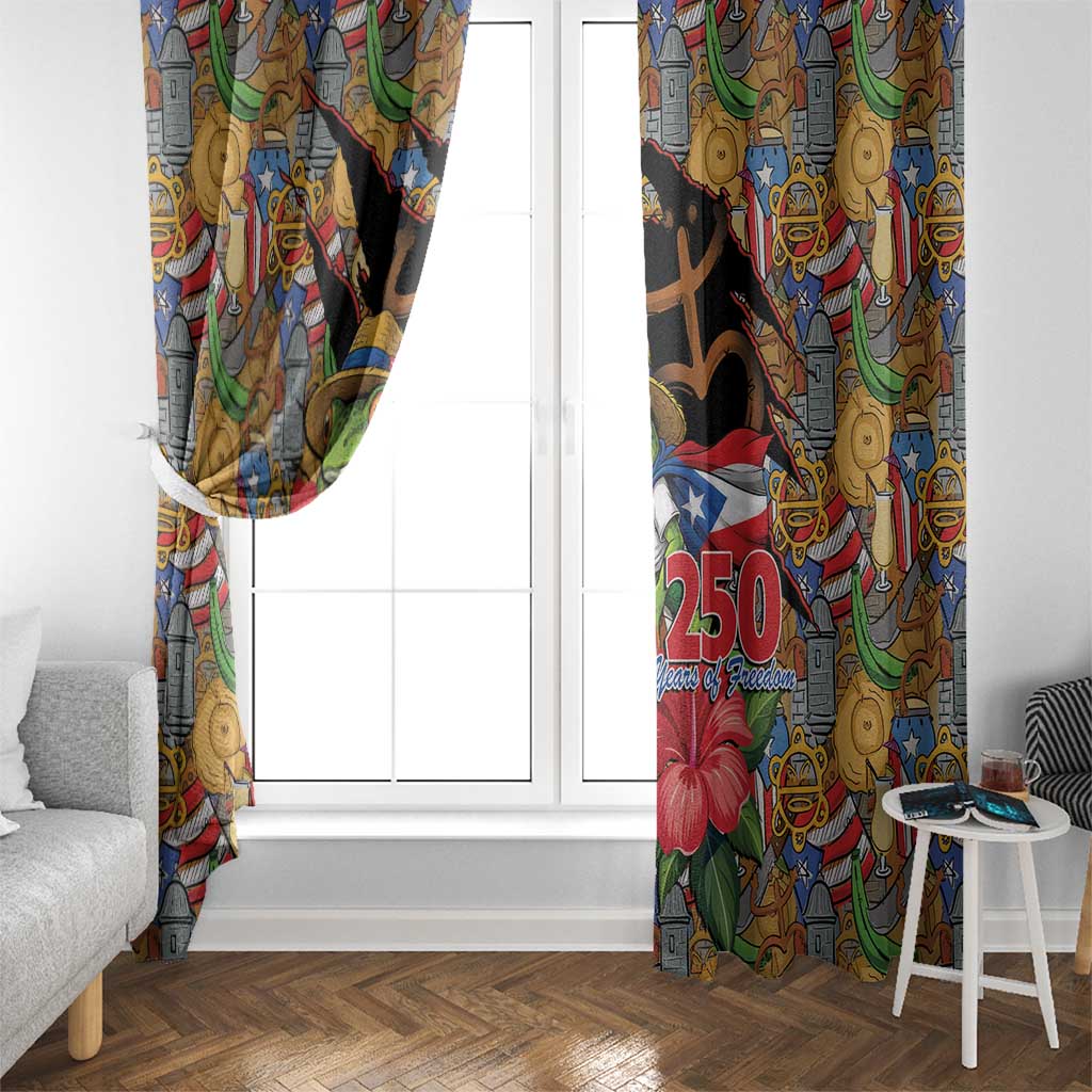 Patriotic Coqui Frog Football Window Curtain 250 Years of Freedom Puerto Rico Flag Stand