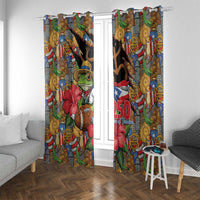 Patriotic Coqui Frog Football Window Curtain 250 Years of Freedom Puerto Rico Flag Stand