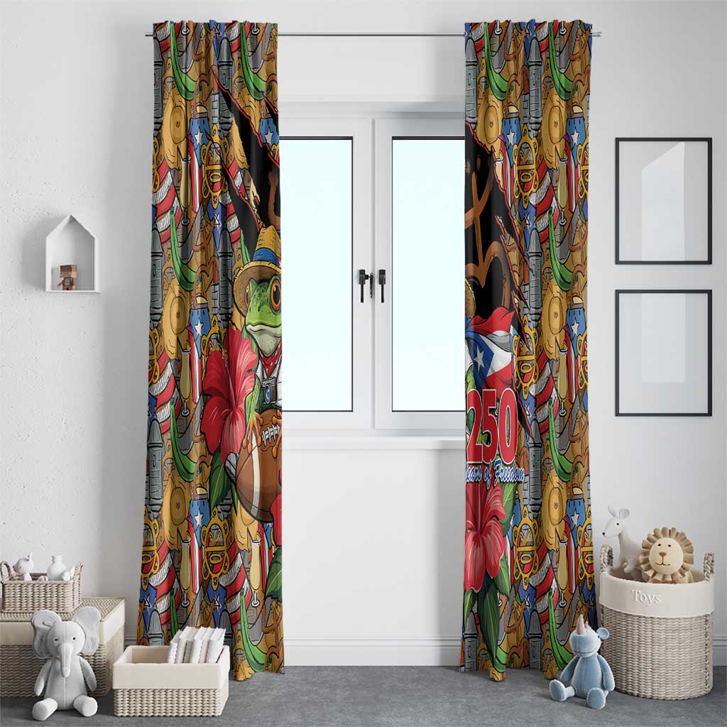 Patriotic Coqui Frog Football Window Curtain 250 Years of Freedom Puerto Rico Flag Stand