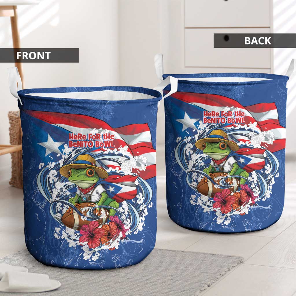 Puerto Rican Coquí Football Laundry Basket Here For The Benito Bowl